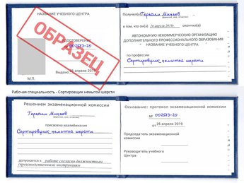 Обучение Сортировщик немытой шерсти