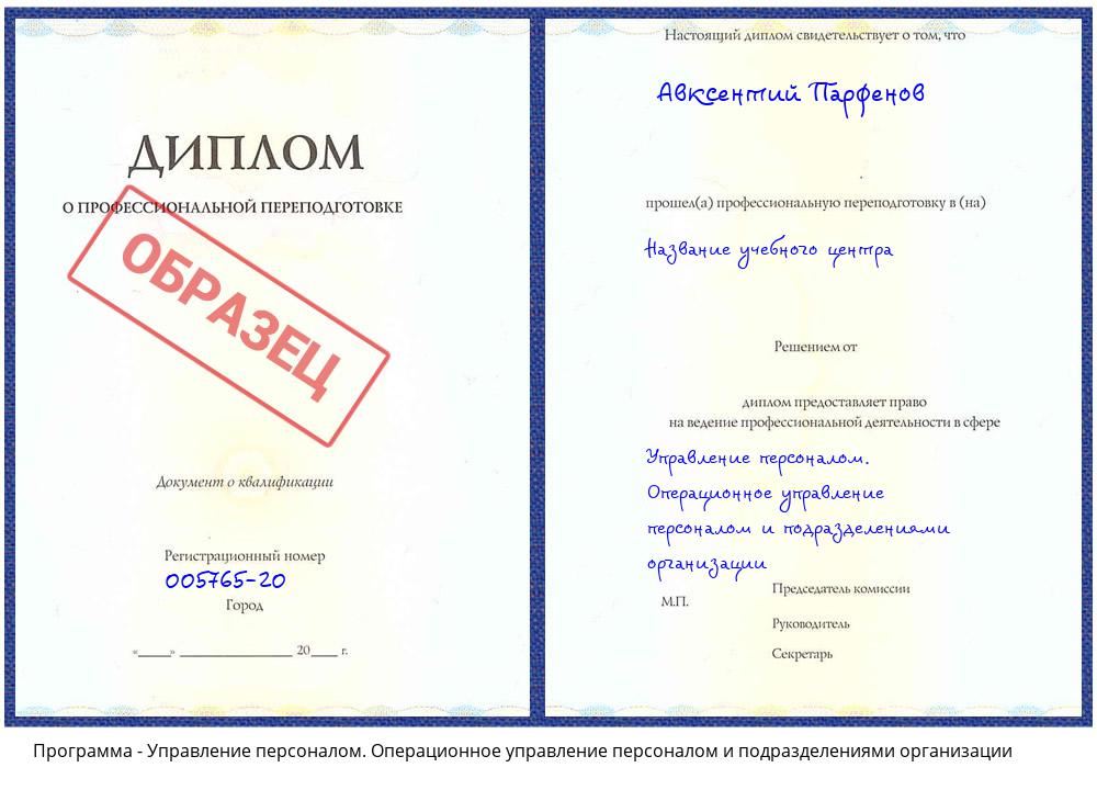 Управление персоналом. Операционное управление персоналом и подразделениями организации Ялуторовск