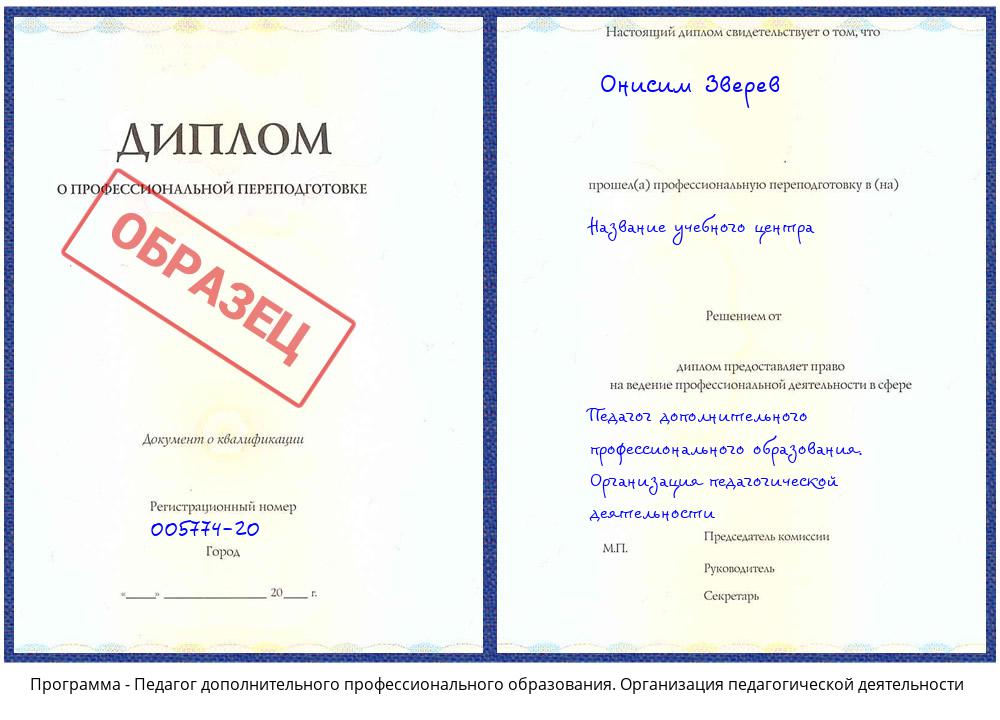 Педагог дополнительного профессионального образования. Организация педагогической деятельности Ялуторовск
