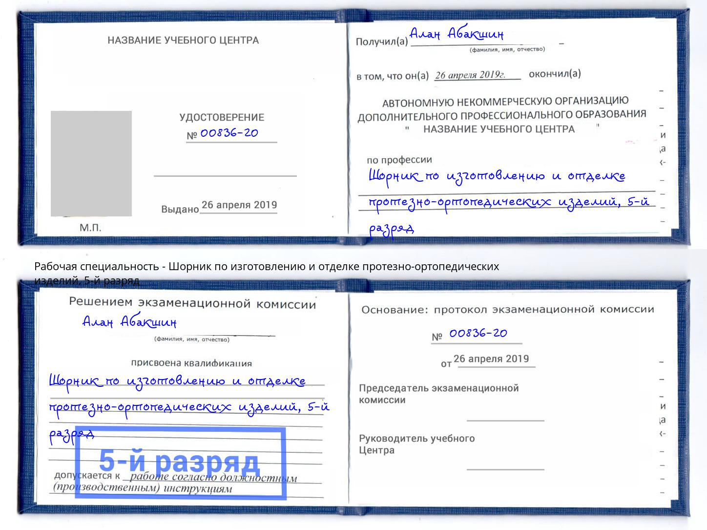 корочка 5-й разряд Шорник по изготовлению и отделке протезно-ортопедических изделий Ялуторовск