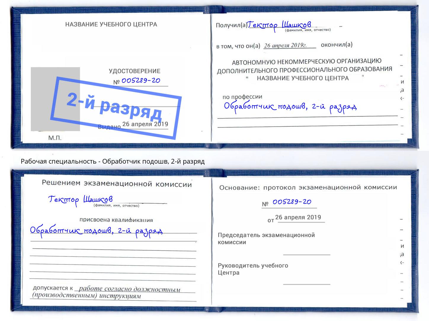 корочка 2-й разряд Обработчик подошв Ялуторовск