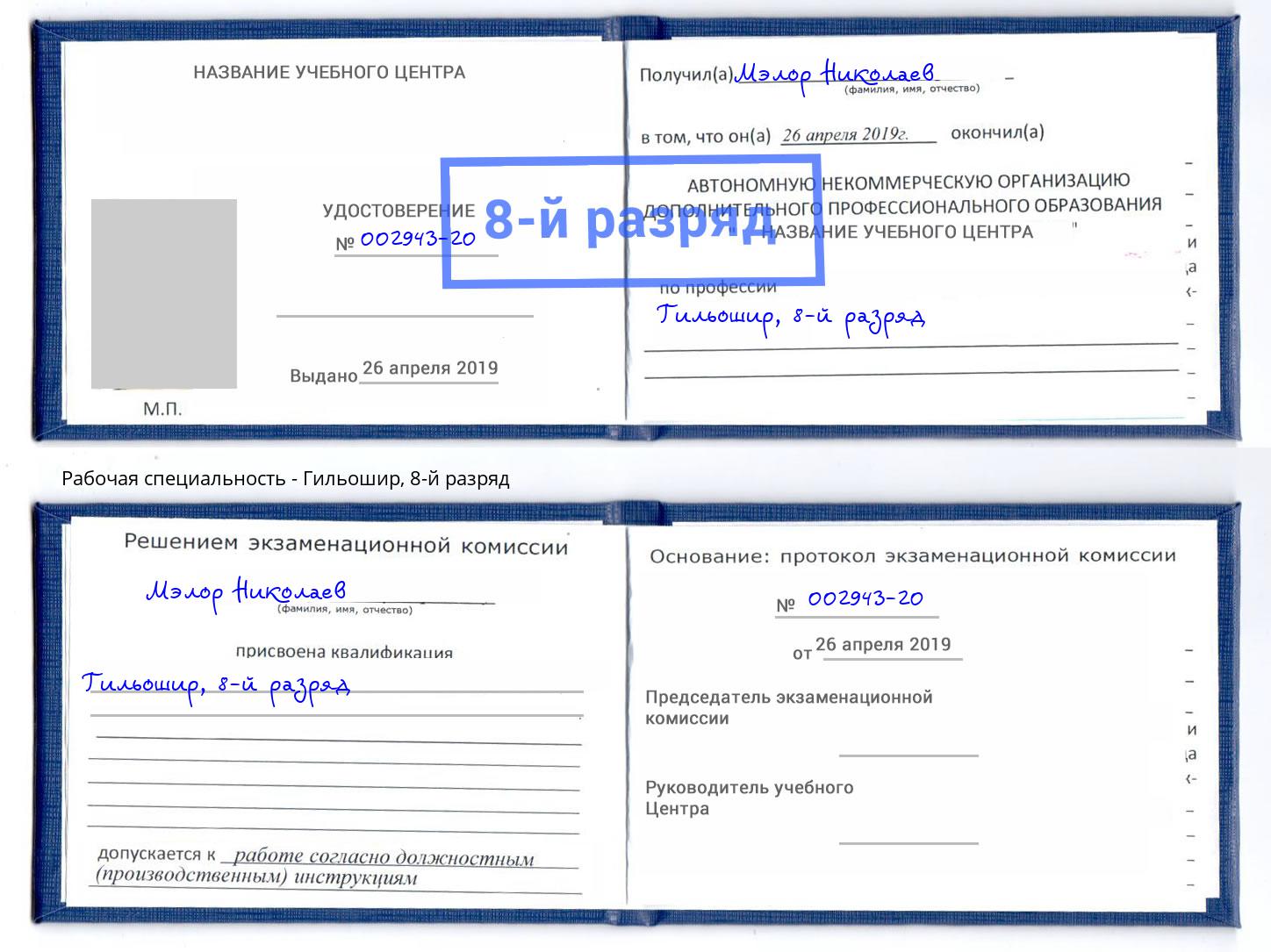 корочка 8-й разряд Гильошир Ялуторовск